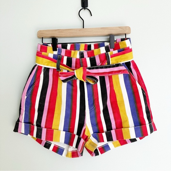 Express Pants - Express Super High Waisted Striped Sash Tie Denim Shortie Shorts